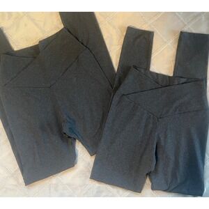 New Pair Set 2 Gray High Rise Stretch Cotton Yoga Leggings Workout Pants Size XS